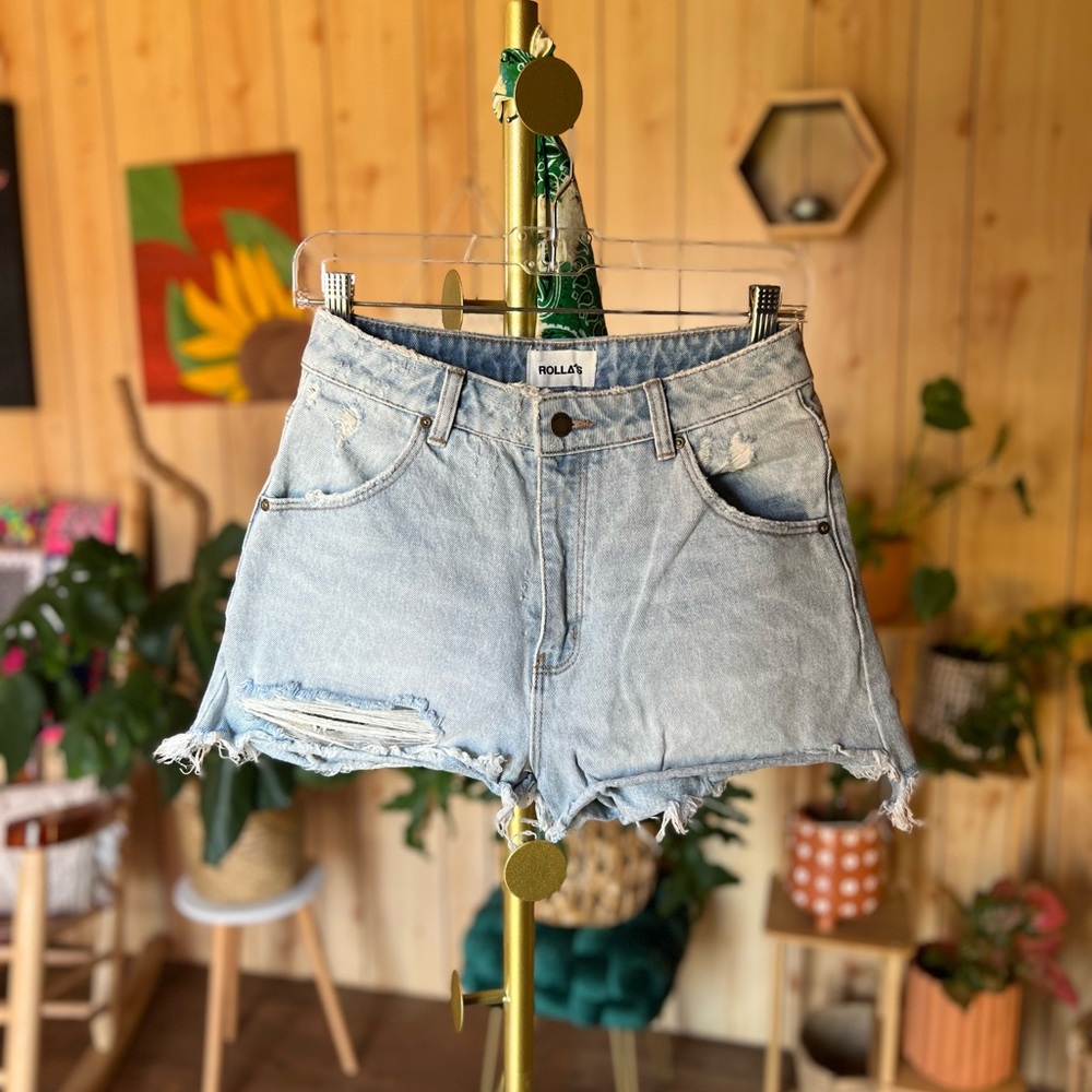 Rolla's X Sofia Richie Dusters Denim Shorts Size 27 in Layla Bleach - Picture 5 of 10